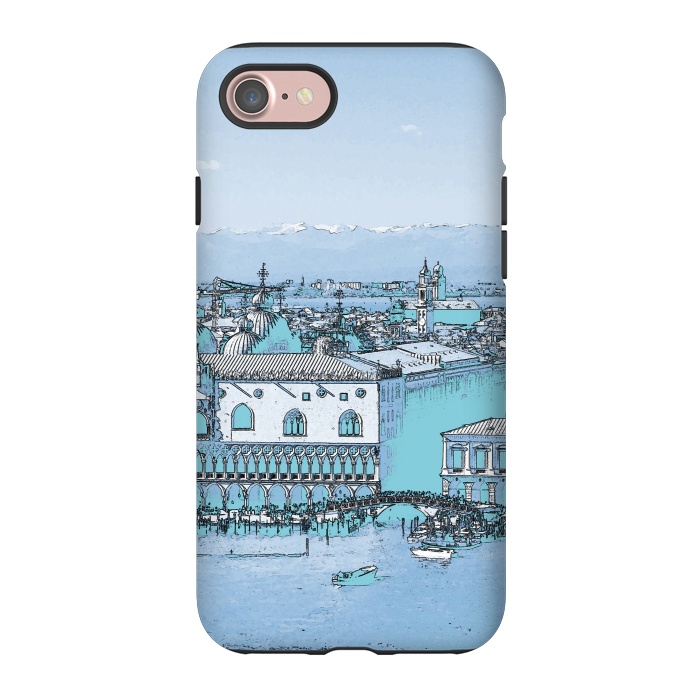 iPhone 7 StrongFit Blue watercolor painted Venice, Italy by Oana 