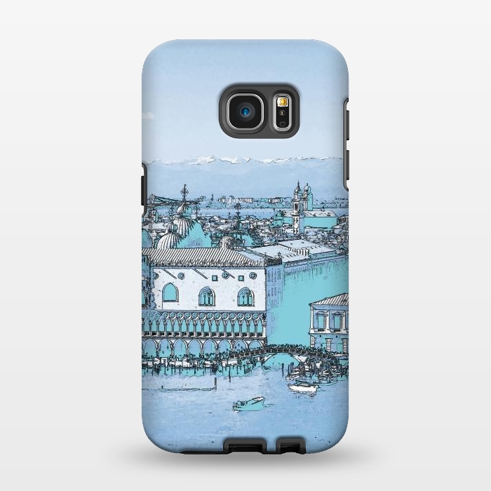 Galaxy S7 EDGE StrongFit Blue watercolor painted Venice, Italy by Oana 