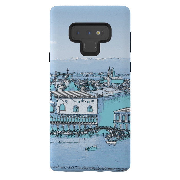 Galaxy Note 9 StrongFit Blue watercolor painted Venice, Italy by Oana 