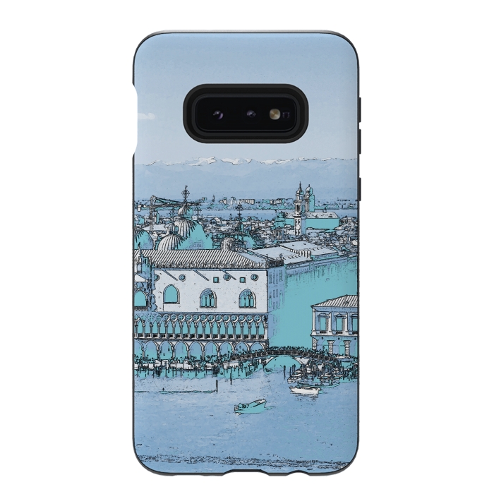 Galaxy S10e StrongFit Blue watercolor painted Venice, Italy by Oana 