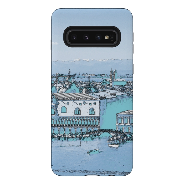 Galaxy S10 StrongFit Blue watercolor painted Venice, Italy by Oana 