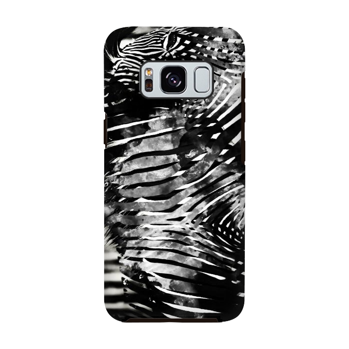Galaxy S8 StrongFit Zebra stripes black and white ink animal print by Oana 