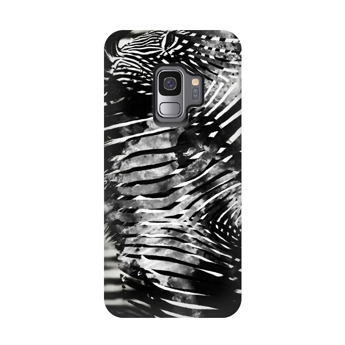 Galaxy S9 StrongFit Zebra stripes black and white ink animal print by Oana 