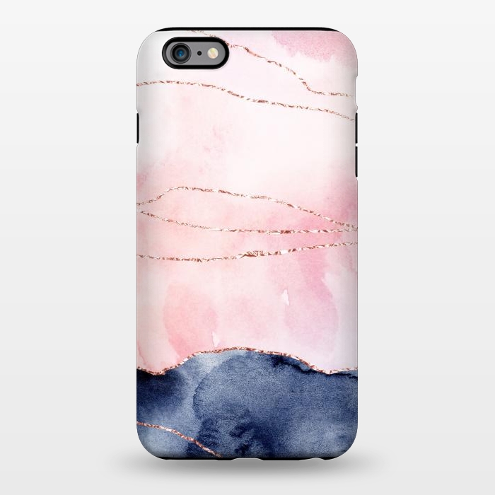 iPhone 6/6s plus StrongFit Blush Watercolor and Purple Ink Texture with Gold Veins by DaDo ART