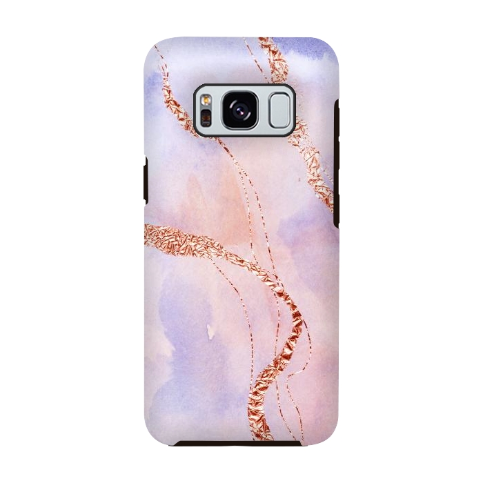 Galaxy S8 StrongFit Blush and Purple Ink with Gold Hand drawn Metal Veins by DaDo ART