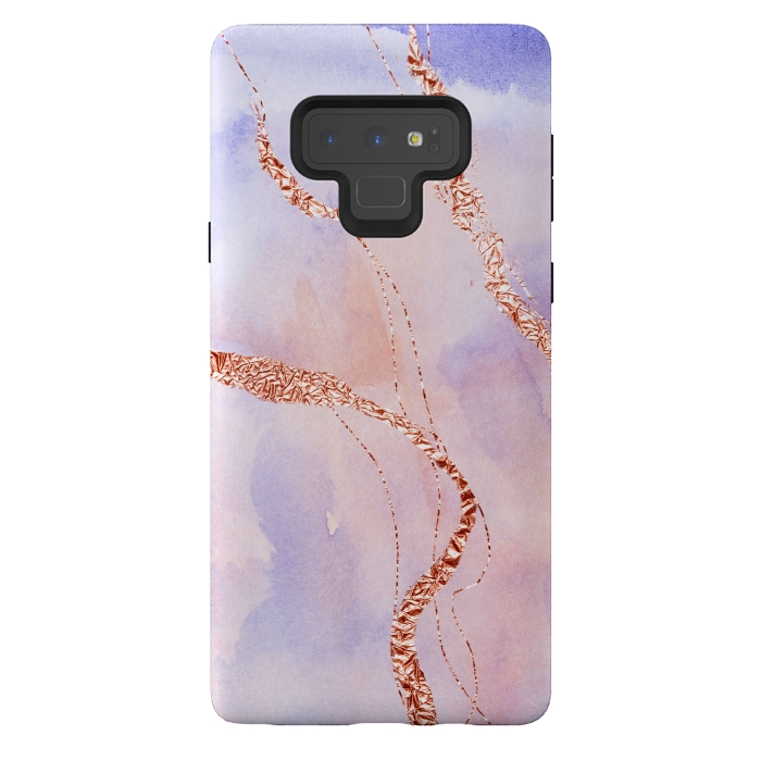 Galaxy Note 9 StrongFit Blush and Purple Ink with Gold Hand drawn Metal Veins by DaDo ART