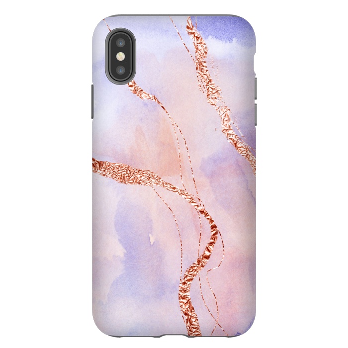 iPhone Xs Max StrongFit Blush and Purple Ink with Gold Hand drawn Metal Veins by DaDo ART