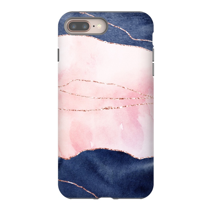 iPhone 7 plus StrongFit Pink and Blue Watercolor Texture with gold veins by DaDo ART