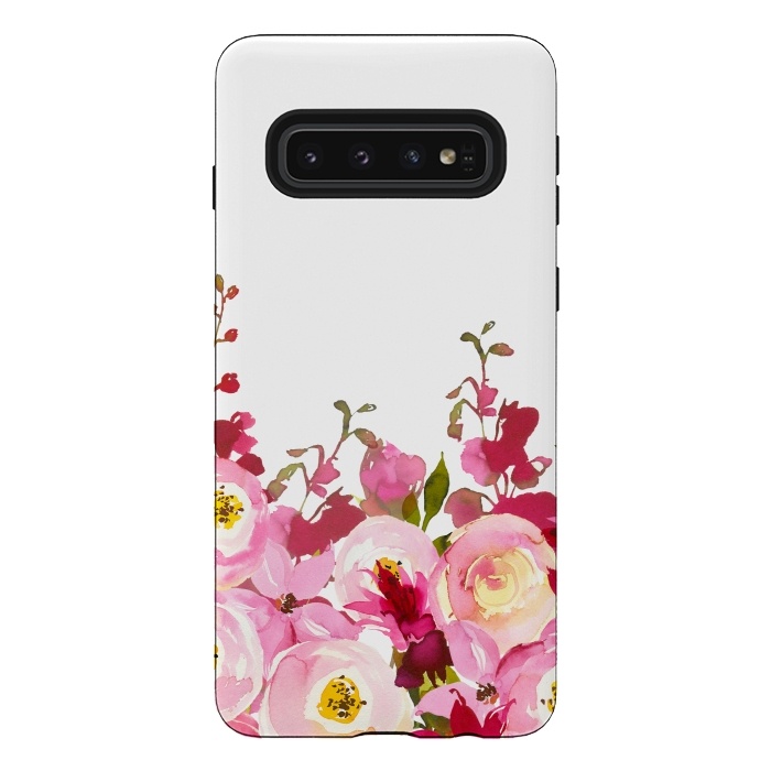 Galaxy S10 StrongFit Red and Pink Floral Meadow by  Utart