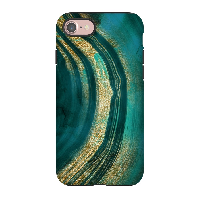iPhone 7 StrongFit Bohemian Green Marble with Gold Veins by DaDo ART