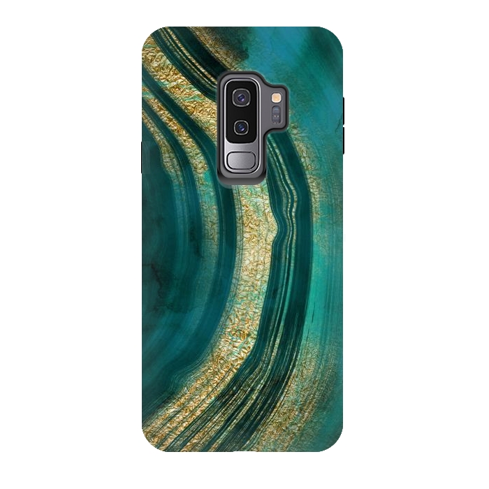 Galaxy S9 plus StrongFit Bohemian Green Marble with Gold Veins by DaDo ART