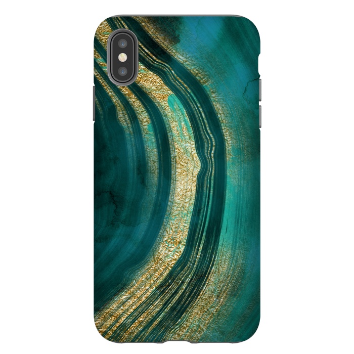 iPhone Xs Max StrongFit Bohemian Green Marble with Gold Veins by DaDo ART