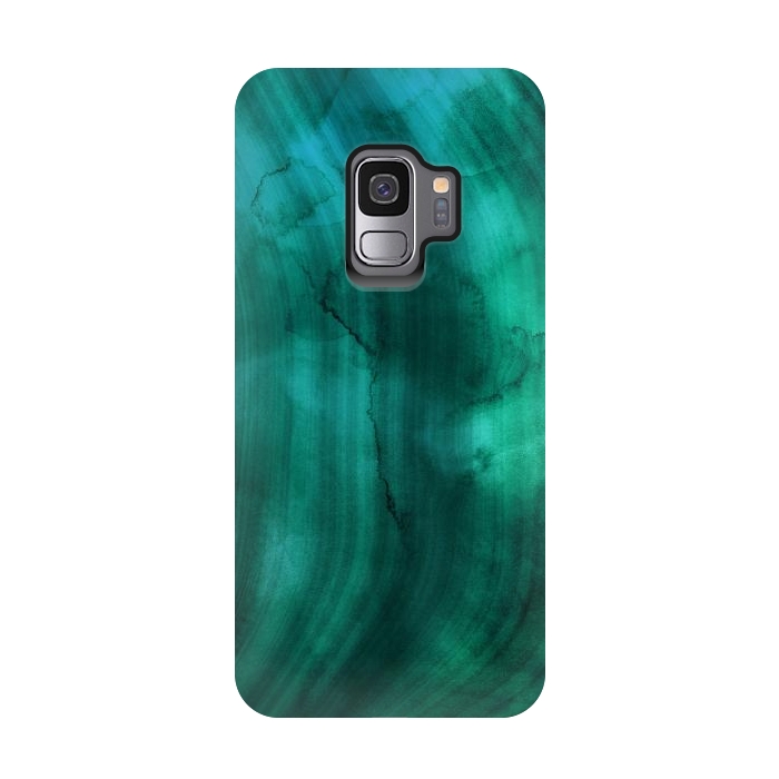 Galaxy S9 StrongFit Emerald Ink Marble Texture by DaDo ART