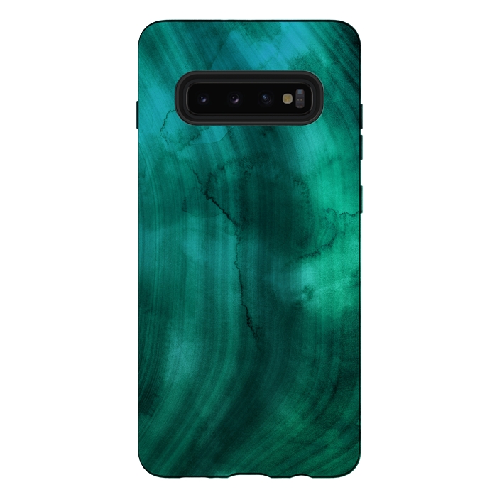 Galaxy S10 plus StrongFit Emerald Ink Marble Texture by DaDo ART