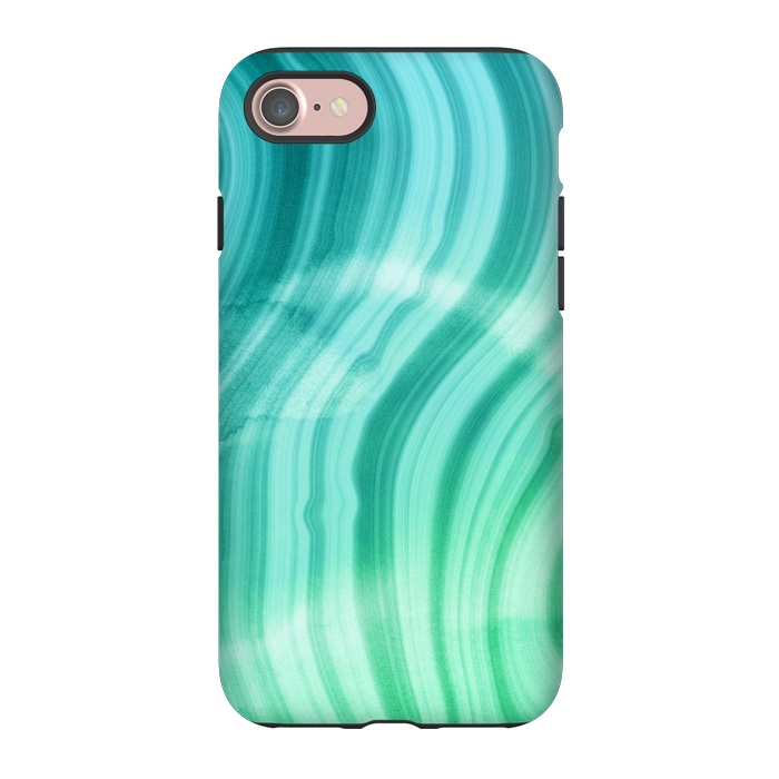 iPhone 7 StrongFit Teal and White Marble Waves by DaDo ART