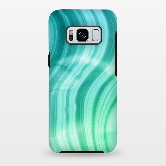 Galaxy S8 plus StrongFit Teal and White Marble Waves by DaDo ART