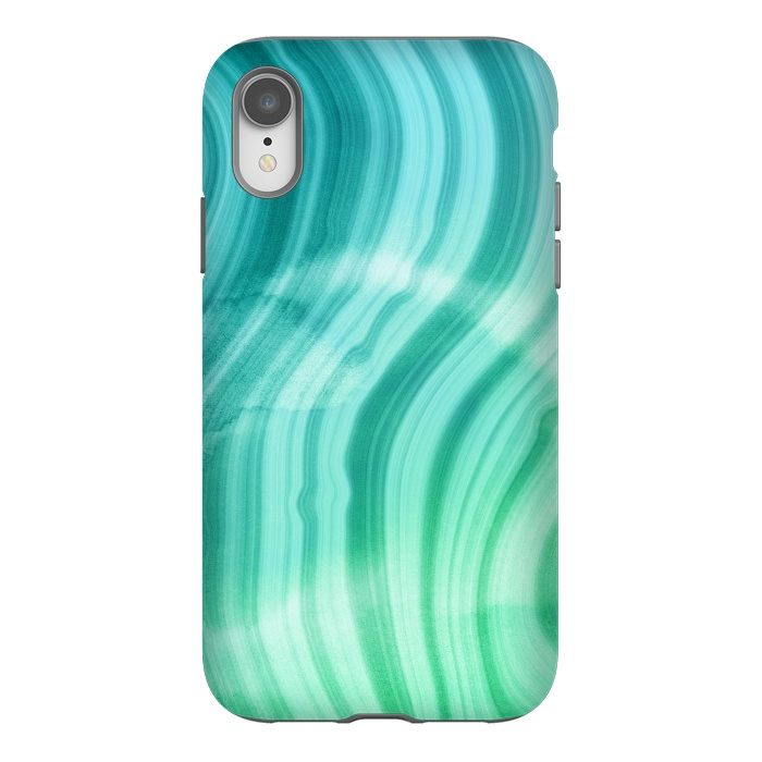 iPhone Xr StrongFit Teal and White Marble Waves by DaDo ART