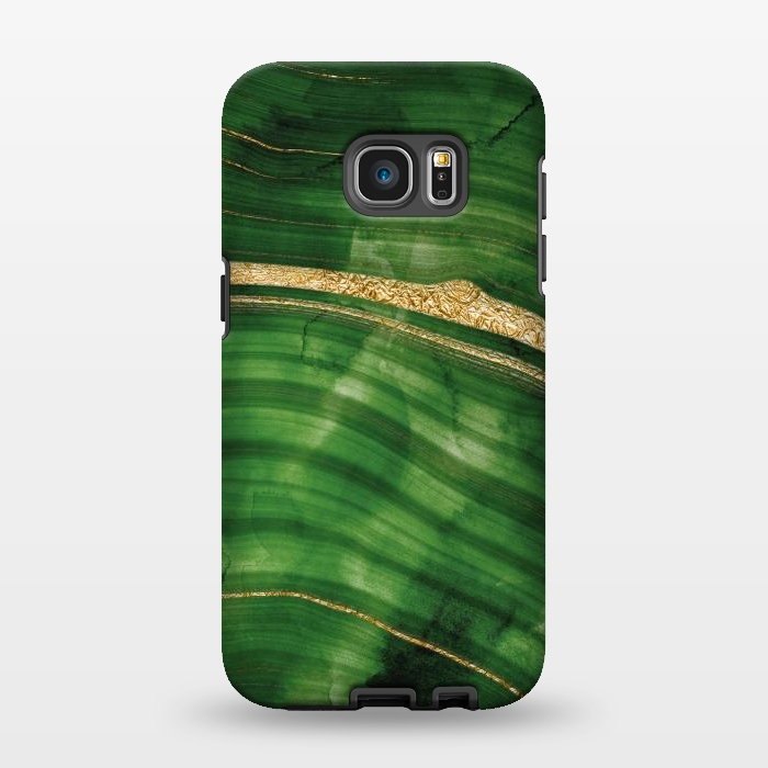 Galaxy S7 EDGE StrongFit Malachite and Gold Mermaid Waves by DaDo ART