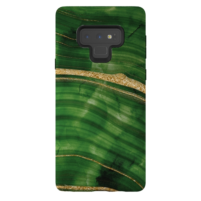 Galaxy Note 9 StrongFit Malachite and Gold Mermaid Waves by DaDo ART