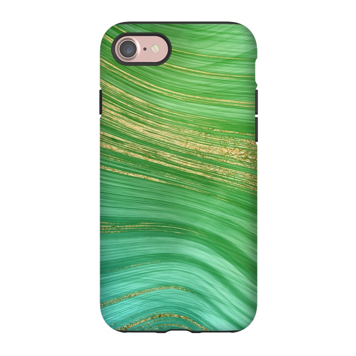 iPhone 7 StrongFit Spring Green and TEal and Gold Mermaid Marble WAves by DaDo ART