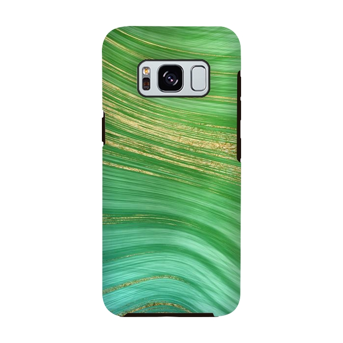 Galaxy S8 StrongFit Spring Green and TEal and Gold Mermaid Marble WAves by DaDo ART