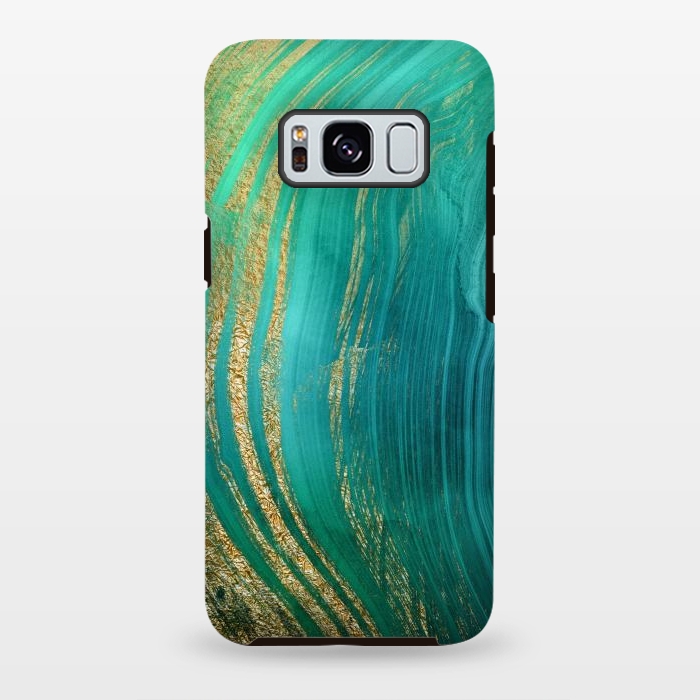 Galaxy S8 plus StrongFit Green and Teal Gold Marble  by DaDo ART
