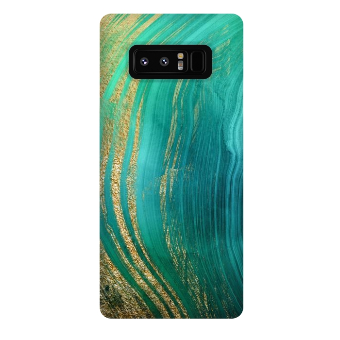 Galaxy Note 8 StrongFit Green and Teal Gold Marble  by DaDo ART