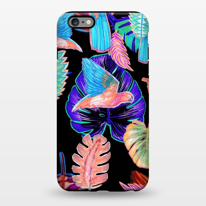 iPhone 6/6s plus StrongFit Colorful parrot and tropical leaves by Oana 