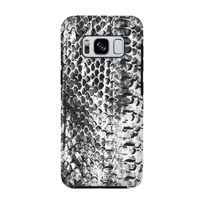 Galaxy S8 StrongFit Black and white ink snake skin animal print by Oana 