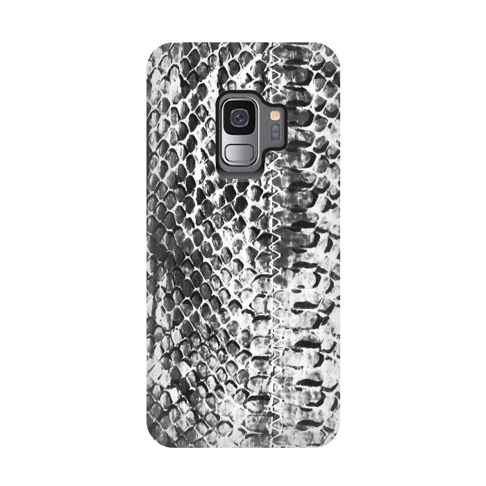 Galaxy S9 StrongFit Black and white ink snake skin animal print by Oana 