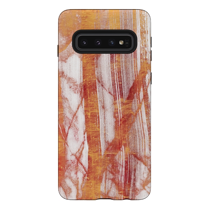 Galaxy S10 StrongFit Gold marble brushstrokes by Oana 