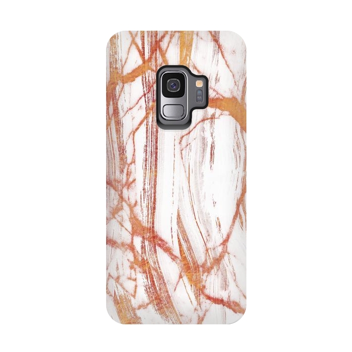 Galaxy S9 StrongFit White marble with golden cracks by Oana 