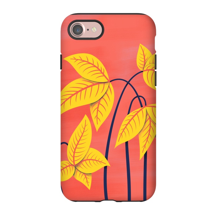 iPhone 7 StrongFit Abstract Flowers Geometric Art In Vibrant Coral And Yellow  by Boriana Giormova