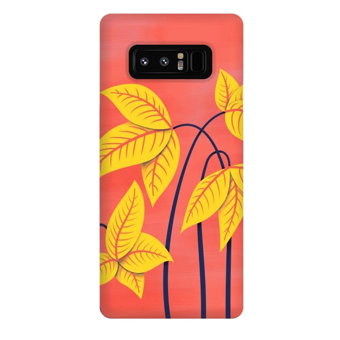 Galaxy Note 8 StrongFit Abstract Flowers Geometric Art In Vibrant Coral And Yellow  by Boriana Giormova