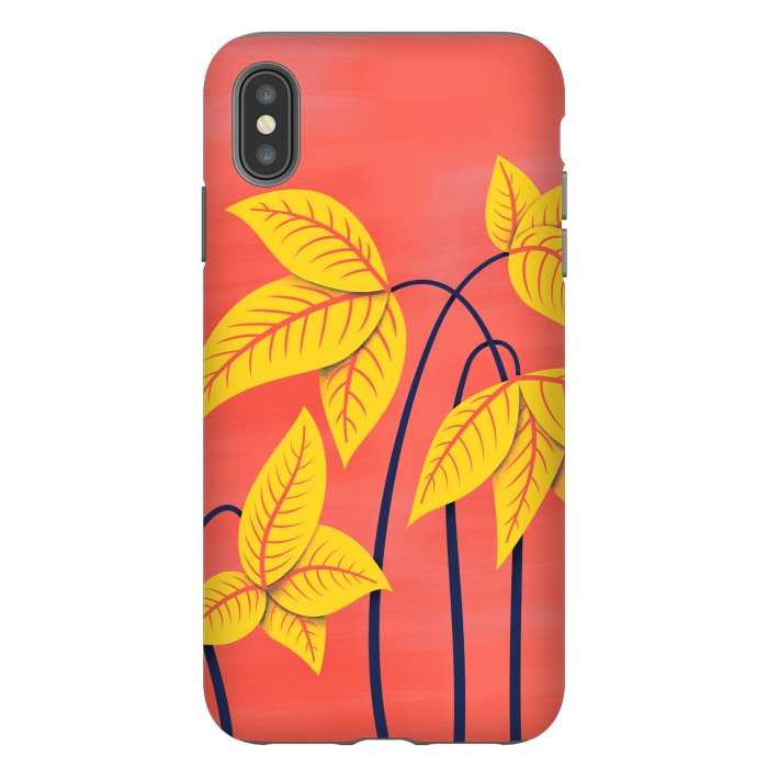 iPhone Xs Max StrongFit Abstract Flowers Geometric Art In Vibrant Coral And Yellow  by Boriana Giormova