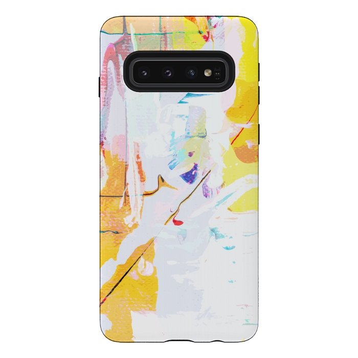 Galaxy S10 StrongFit Yellow Modern Abstract by Creativeaxle