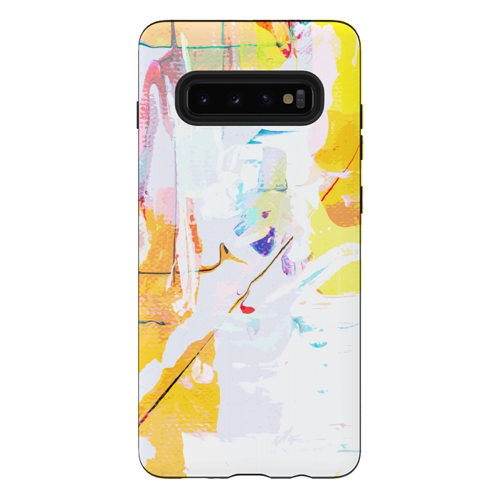 Galaxy S10 plus StrongFit Yellow Modern Abstract by Creativeaxle