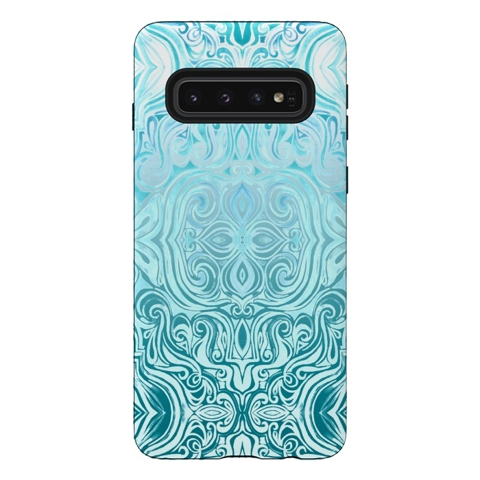 Galaxy S10 StrongFit Twists & Turns in Turquoise & Teal by Micklyn Le Feuvre