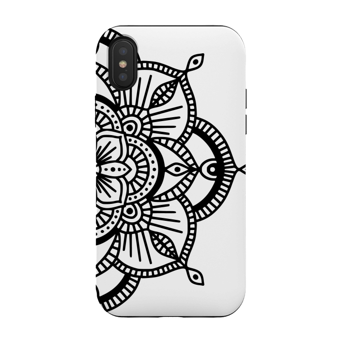 iPhone Xs / X StrongFit Black and White Mandala  by Jelena Obradovic