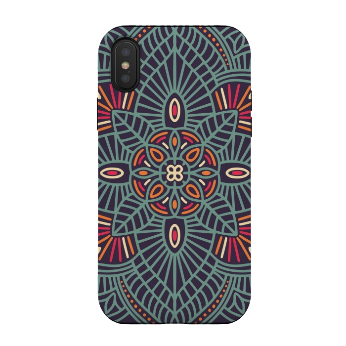 iPhone Xs / X StrongFit Colorful Pattern Mandala Design 23 by Jelena Obradovic