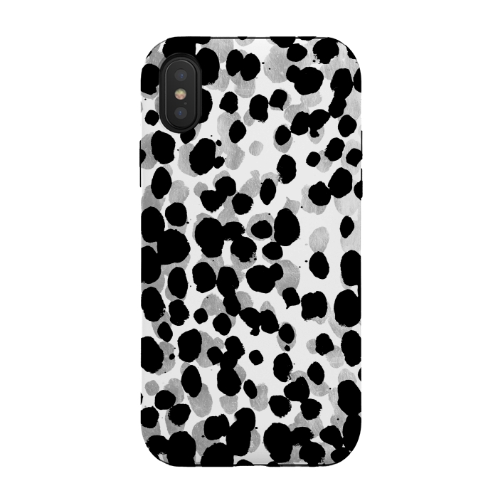 iPhone Xs / X StrongFit animal print spots black and silver by Oana 