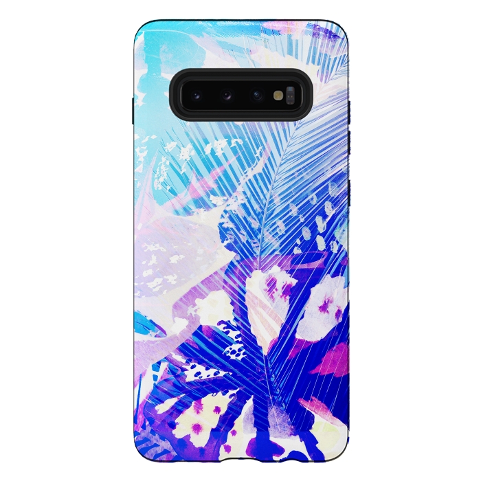 Galaxy S10 plus StrongFit Tropical palm and ficus leaves gradient painting by Oana 