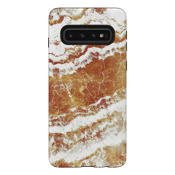 Galaxy S10 StrongFit gold agate marble waves by Oana 