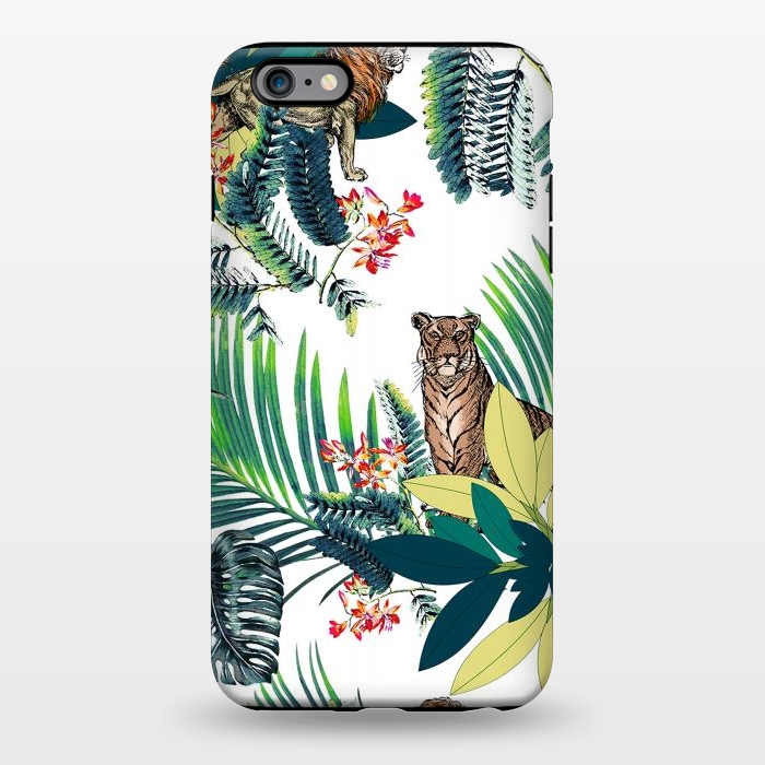iPhone 6/6s plus StrongFit Tiger and tropical jungle leaves and flowers by Oana 