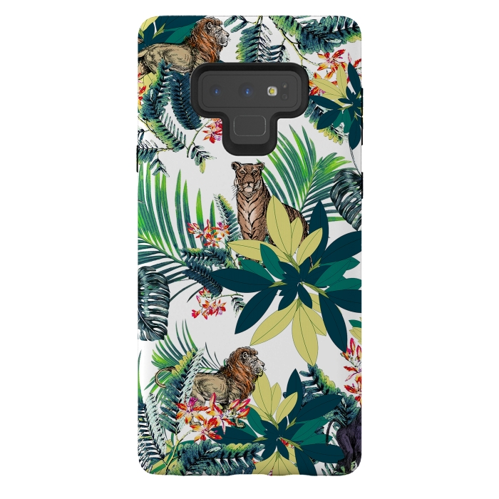 Galaxy Note 9 StrongFit Tropical leaves and jungle animals  by Oana 