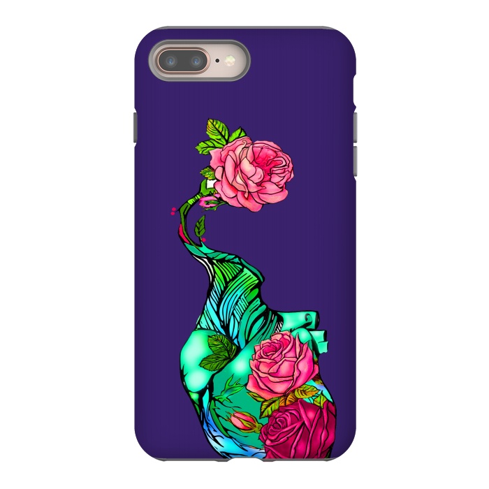 iPhone 7 plus StrongFit Heart floral design colorful pink roses peonies by Josie