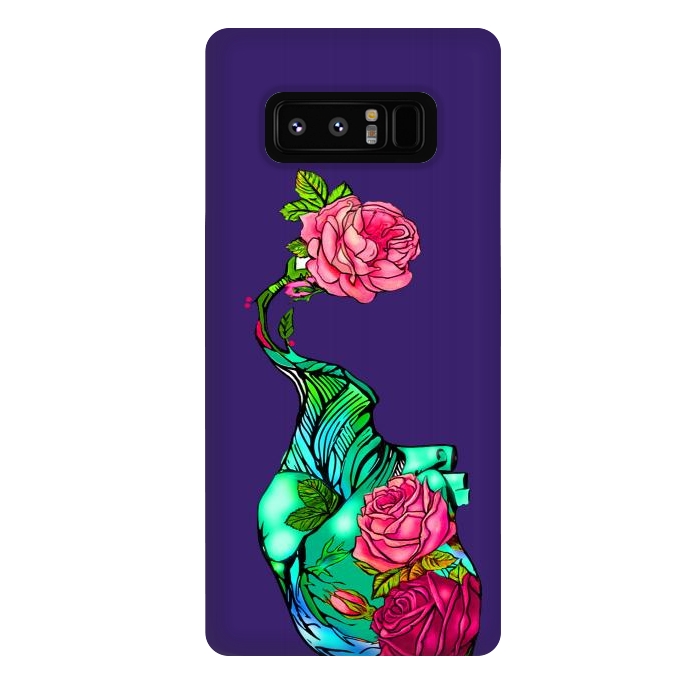 Galaxy Note 8 StrongFit Heart floral design colorful pink roses peonies by Josie