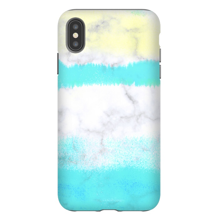 iPhone Xs Max StrongFit Baby blue and white brushed marble by Oana 