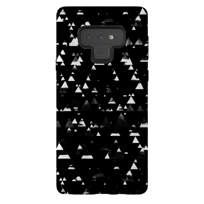 Galaxy Note 9 StrongFit Black and white graphic triangles pattern by Oana 