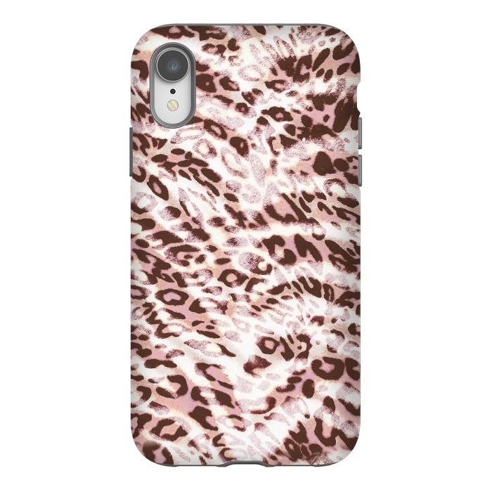 iPhone Xr StrongFit Blush pink leopard print and zebra stripes by Oana 